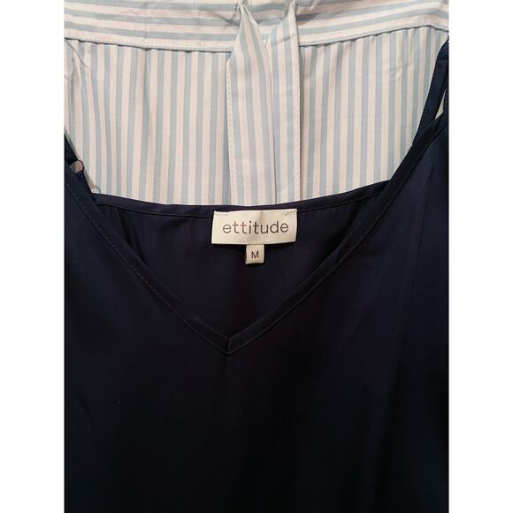 Ettitude Striped PJ Pants and Navy Tank, Size Medium - Picture 9 of 10